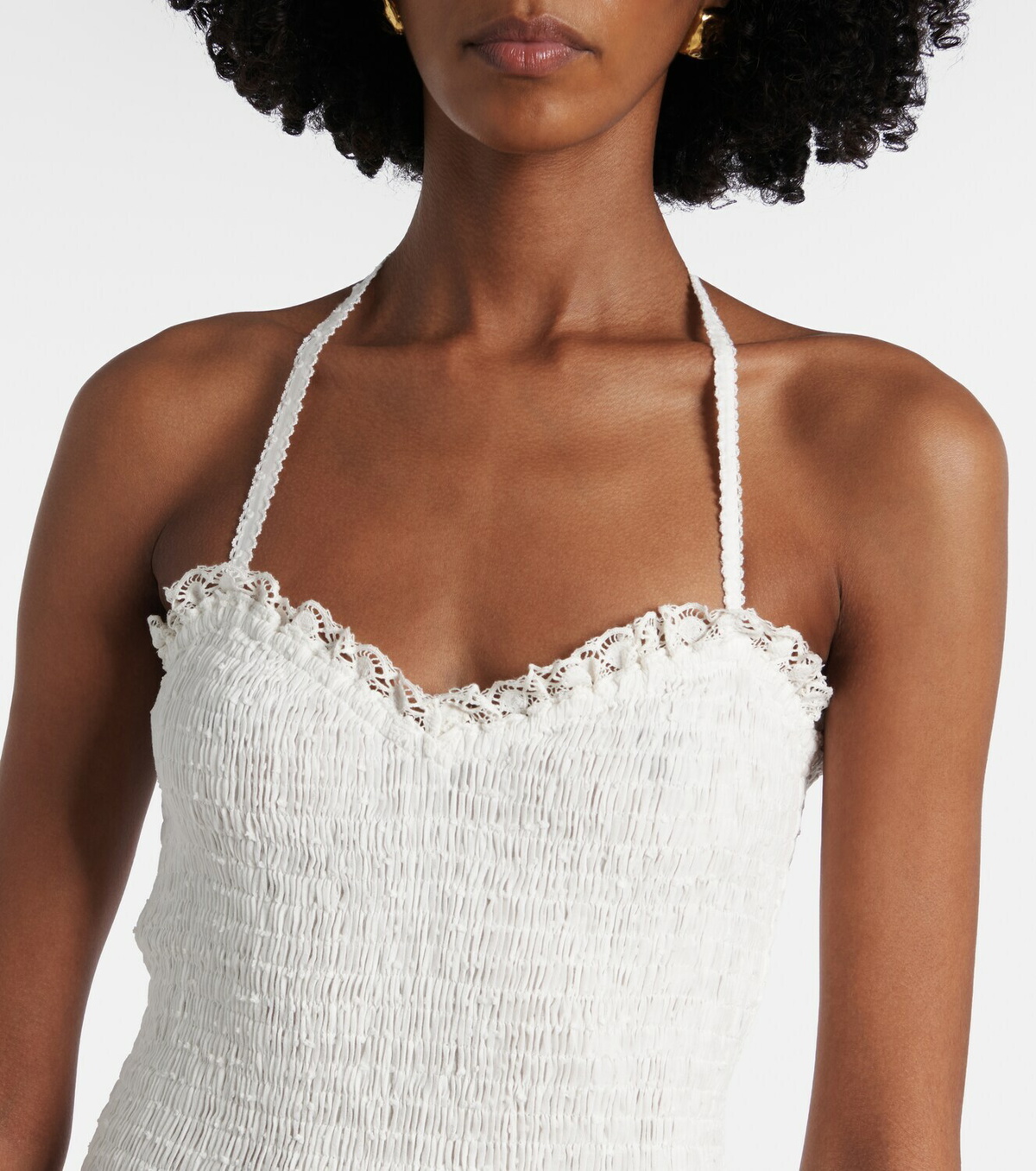Poupette St Barth Foe shirred cotton maxi dress