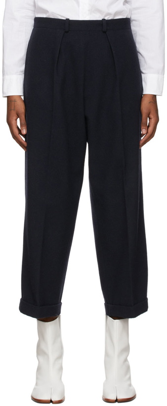 Photo: Maison Margiela Navy Wool Pleated Trousers