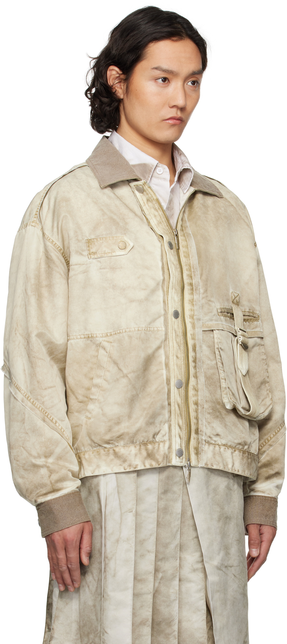Feng Chen Wang Gray Sandwashed Nylon Jacket
