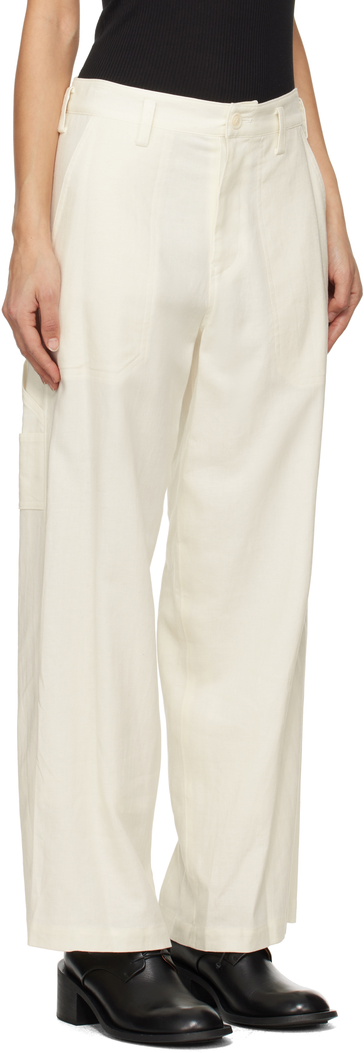 Y's Off-White Work Trousers