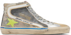 Golden Goose Gray & Tan Slide High Top Sneakers