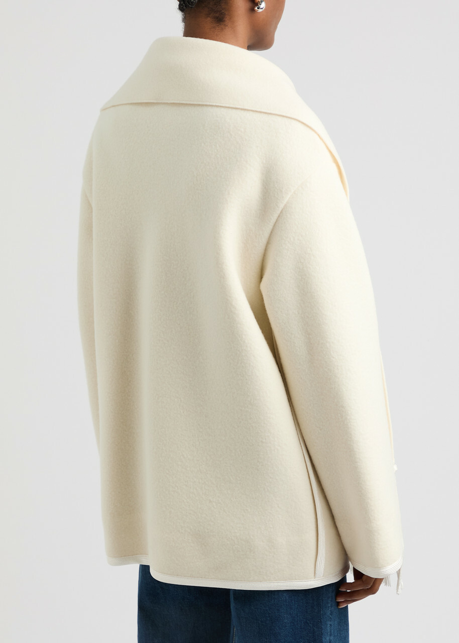 Forte_forte Scarf-effect Wool-blend Jacket Cream Forte Forte