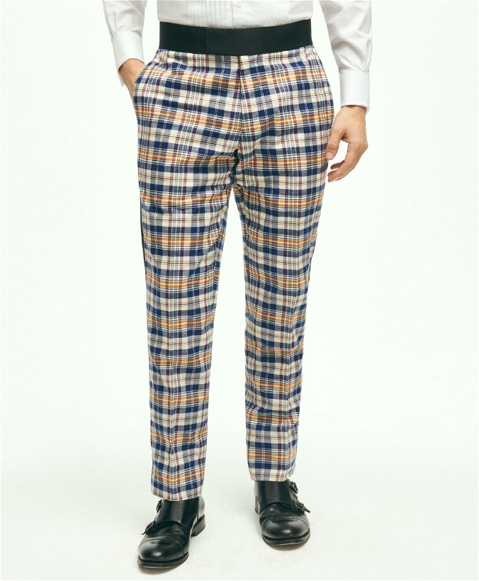 Photo: Brooks Brothers Men's Regent Fit Cotton Madras Tuxedo Pants | Beige