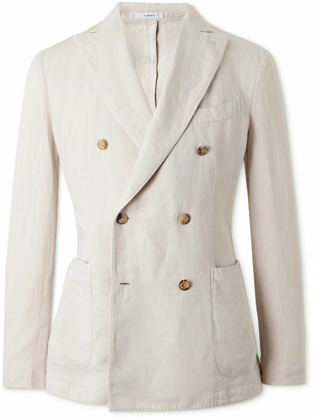 Photo: Boglioli - K-Jacket Double-Breasted Cotton and Linen-Blend Twill Blazer - Neutrals