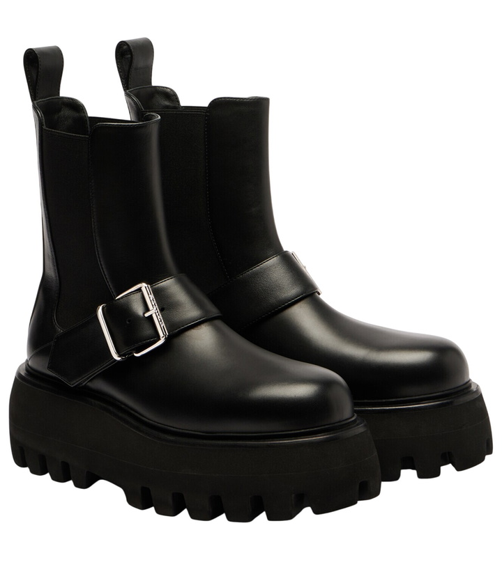 Photo: McQueen Sofa Buckle leather ankle boots
