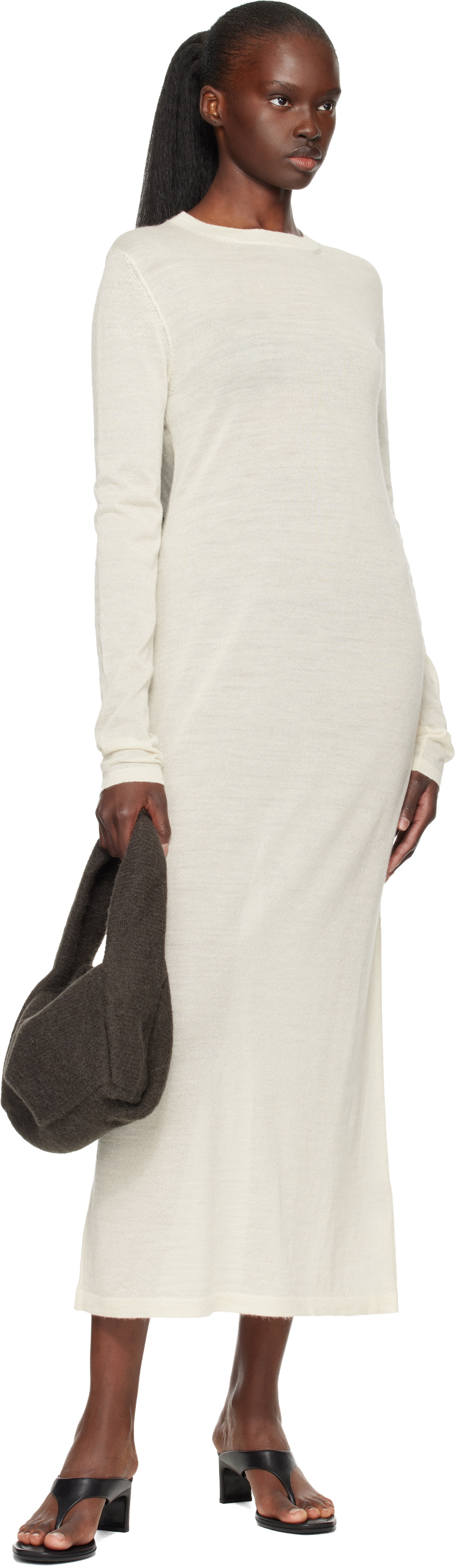 Lauren Manoogian Gray Knit Baguette Bag