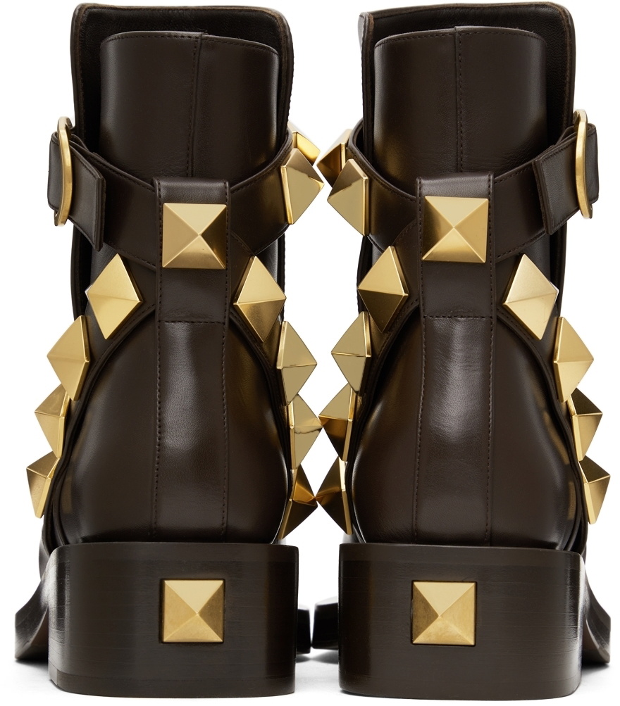 Valentino Garavani Leather Roman Stud Ankle Boots Valentino  display picture 3