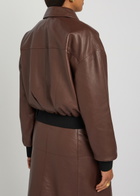 Skiim Sarah Leather Bomber Jacket Dark Brown