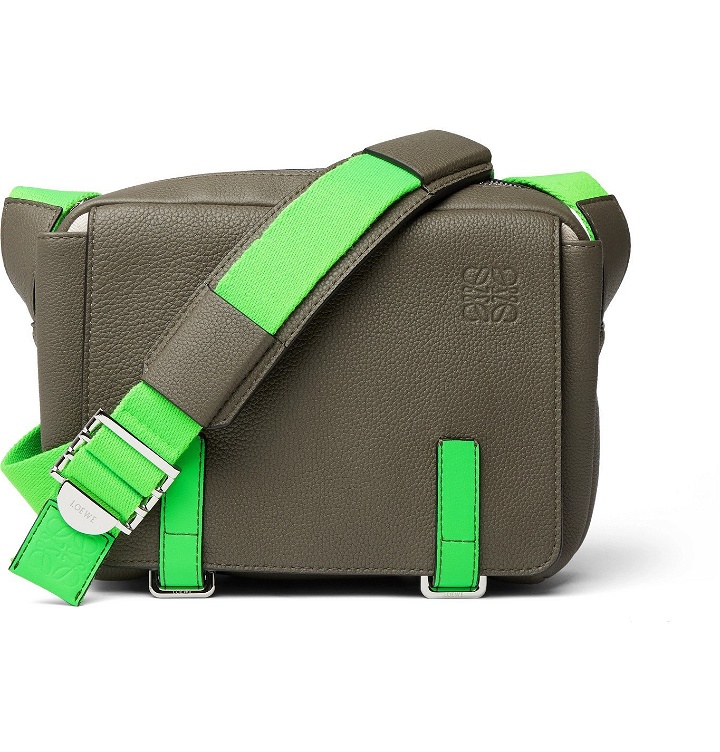 Photo: Loewe - Paula's Ibiza Full-Grain Leather Messenger Bag - Green