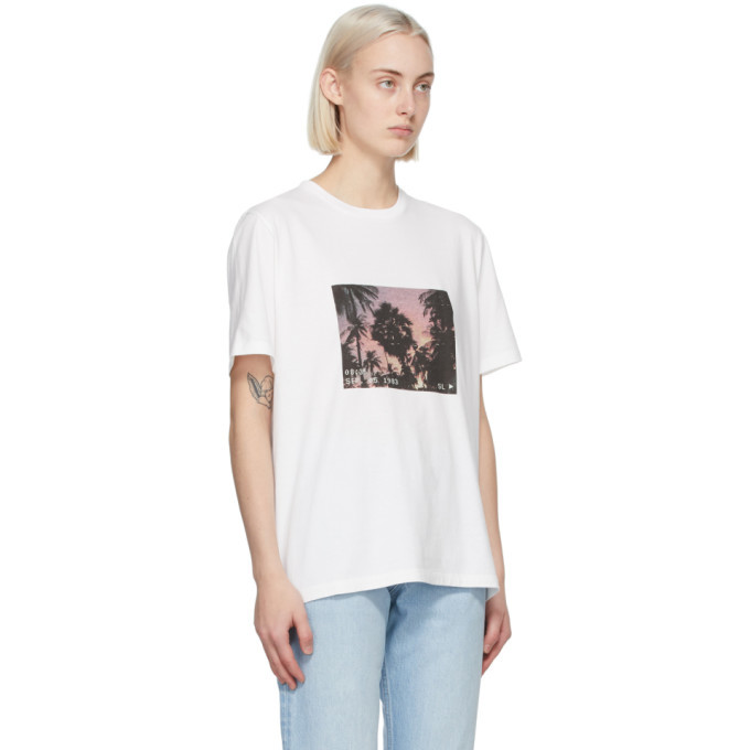 Saint Laurent White VHS Dark Sunset T-Shirt Saint Laurent