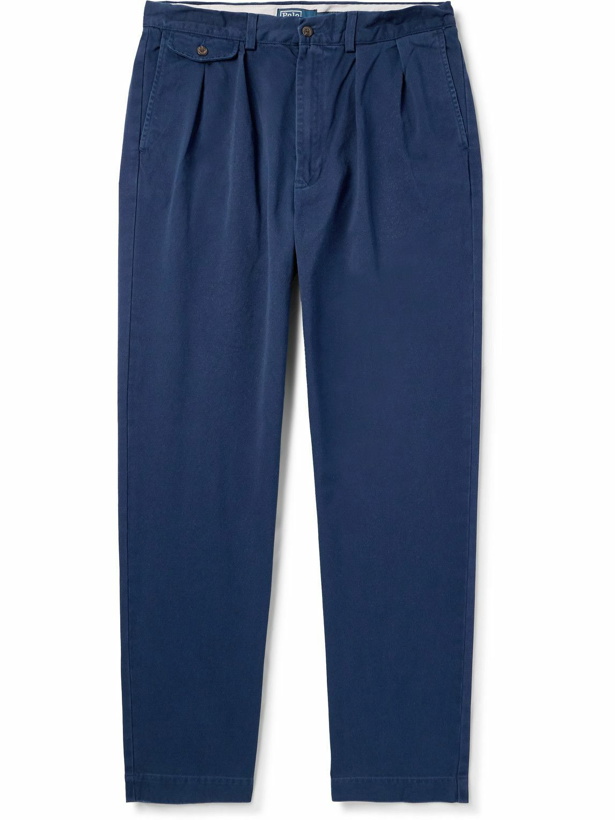 Photo: Polo Ralph Lauren - Whitman Straight-Leg Pleated Cotton-Twill Trousers - Blue