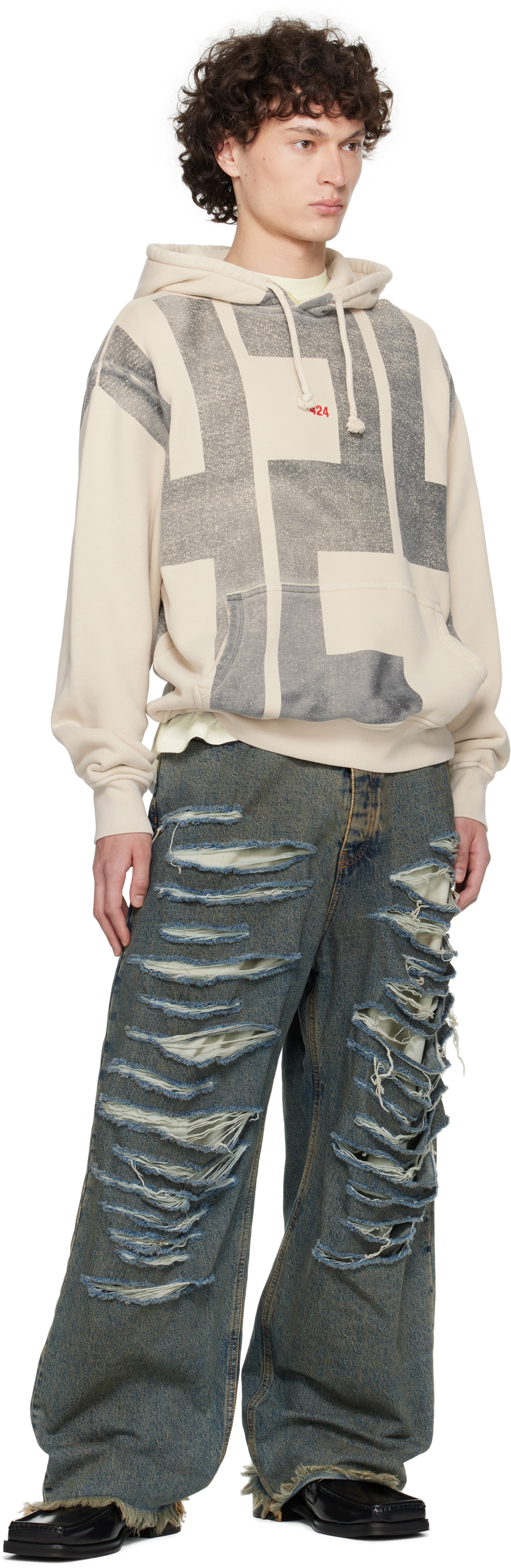 424 Beige '424' Block Hoodie