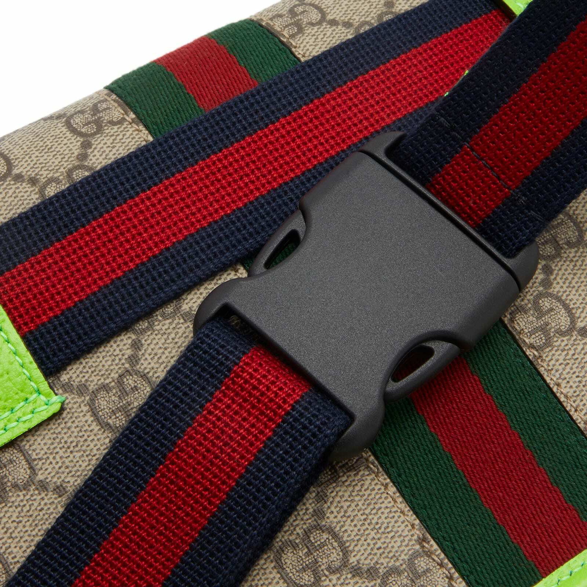 Gucci Men's Ophidia Neon Trim GG Waist Bag in Beige