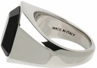 Alexander McQueen Silver & Black Jeweled Signet Ring