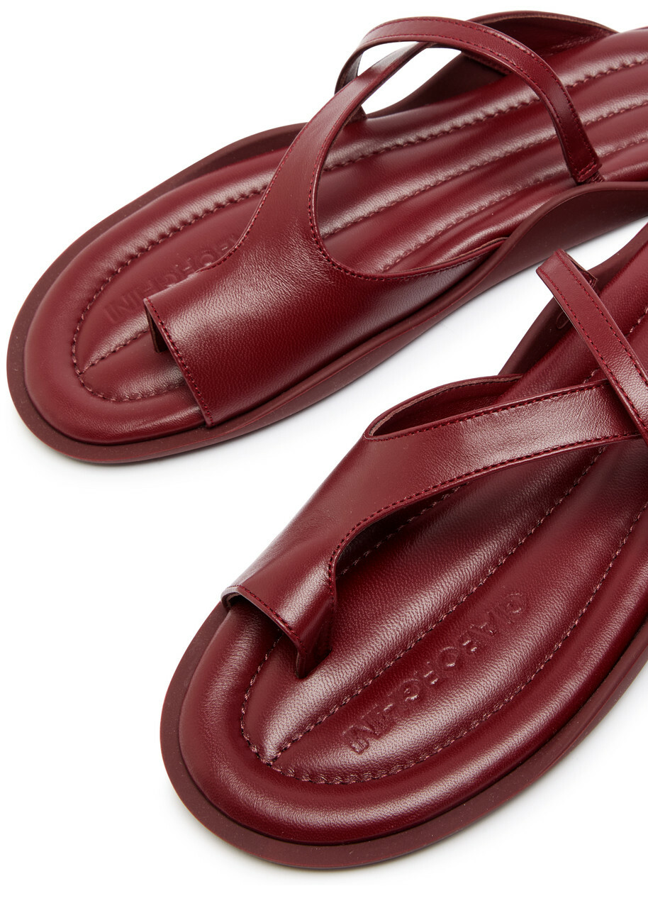 Gia Borghini Riley Leather Thong Sandals Burgundy