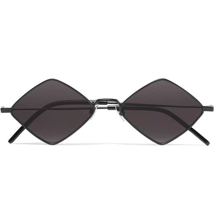 Photo: SAINT LAURENT - Lisa Diamond-Frame Matte-Metal Sunglasses - Black