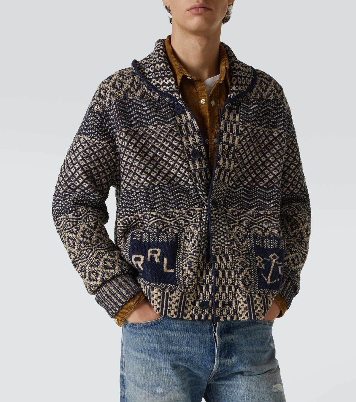 RRL Cotton, linen and wool cardigan RRL