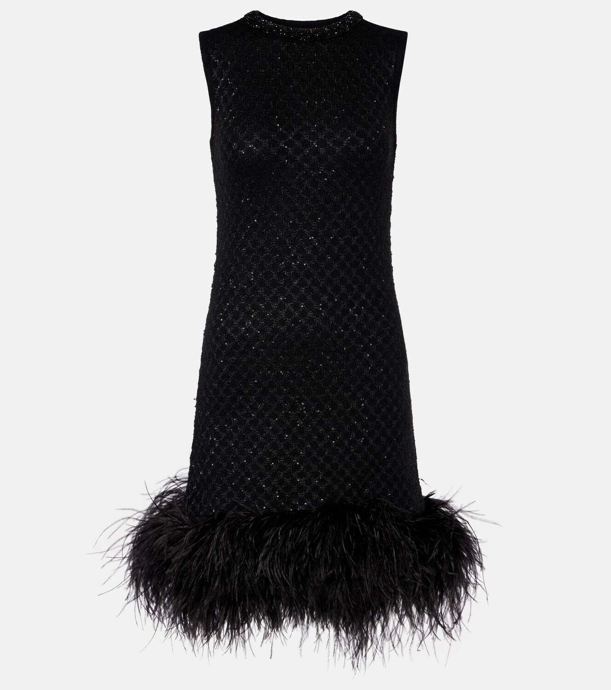Max Mara Novara feather-trimmed minidress