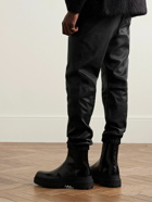 John Elliott - LA Tapered Leather Drawstring Trousers - Black