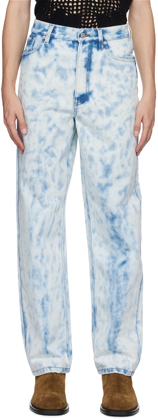 Photo: Dries Van Noten Off-White & Blue Tie-Dye Jeans