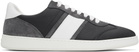 Ferragamo Gray & White Low Top Signature Sneakers