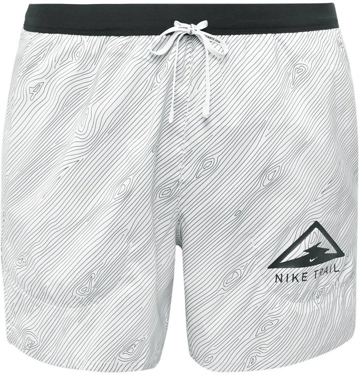 Photo: Nike Running - Flex Stride Logo-Print Ripstop-Panelled Dri-FIT Shorts - Gray
