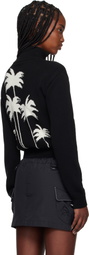 Palm Angels Black Palm Inlay Knit Track Jacket