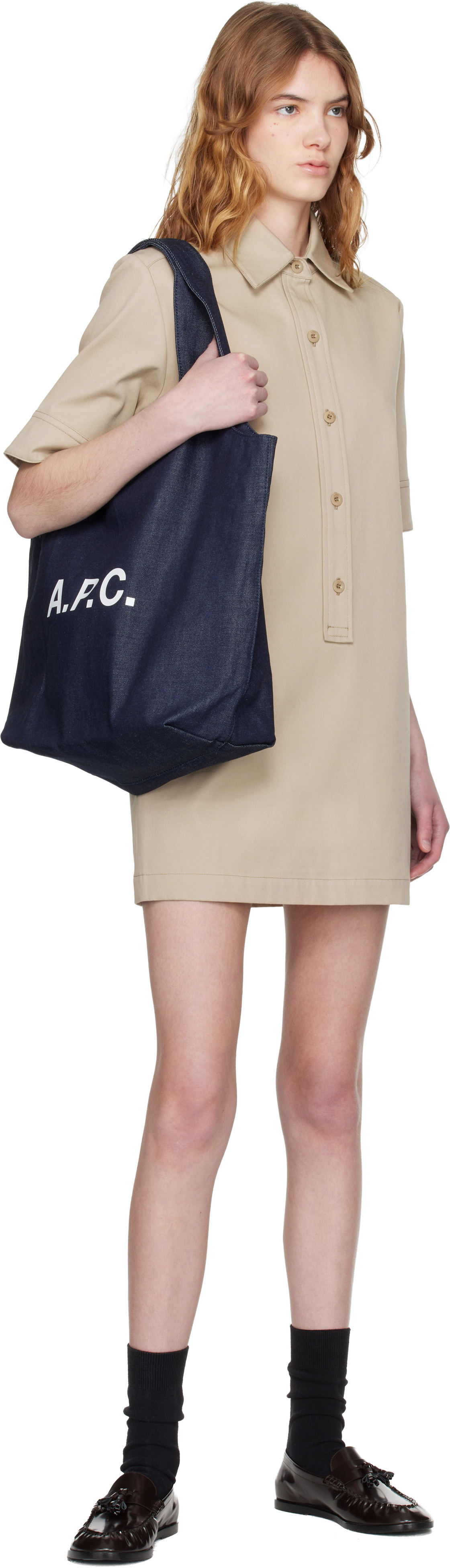 A.P.C. Navy Ninon Denim Tote