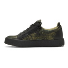 Giuseppe Zanotti Black and Green Camouflage May London Sneakers