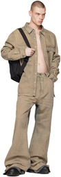 Rick Owens Drkshdw Taupe Button Denim Shirt