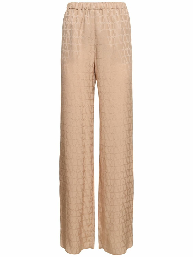 Photo: VALENTINO - Silk Jacquard Logo Straight Pants