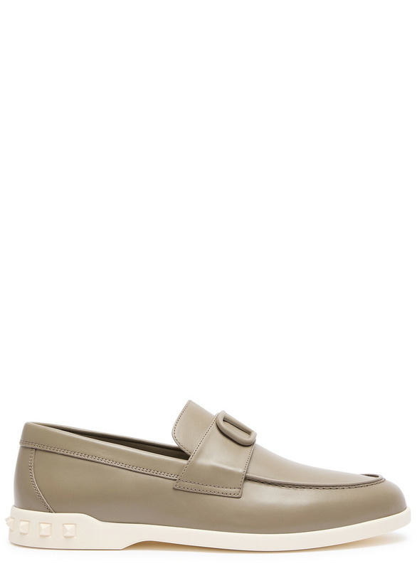 Photo: Valentino Leisure Flows Vlogo Leather Loafers Brown