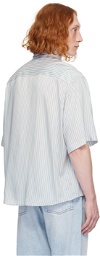 AMI Paris Off-White & Blue Boxy-Fit Shirt