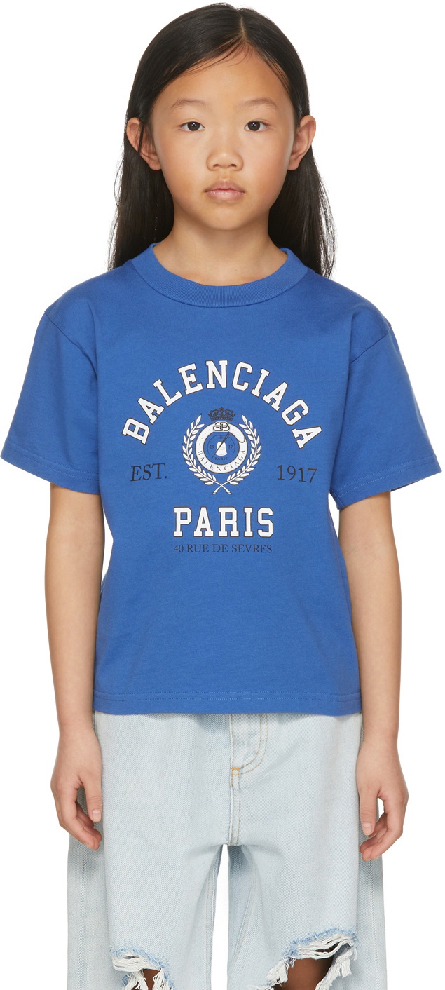 Balenciaga Kids Kids Blue College 1917 T-Shirt