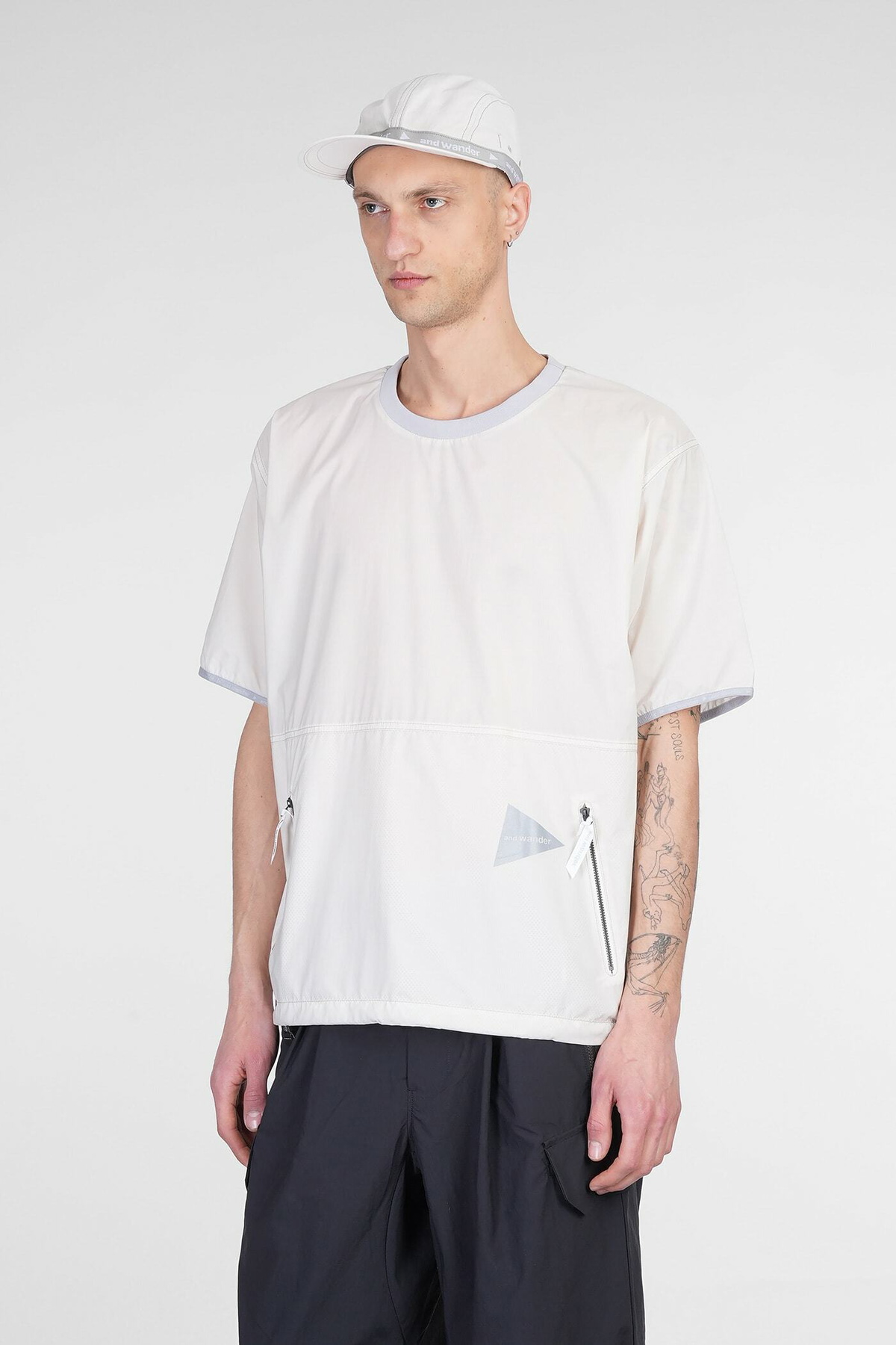 and wander - andWonderand wander ポケット付きTシャツ ベージュ and wander (アンドワンダー) pocket T / ポケットT : ICORA