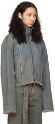 Jade Cropper Gray Oversized Belted Denim Jacket