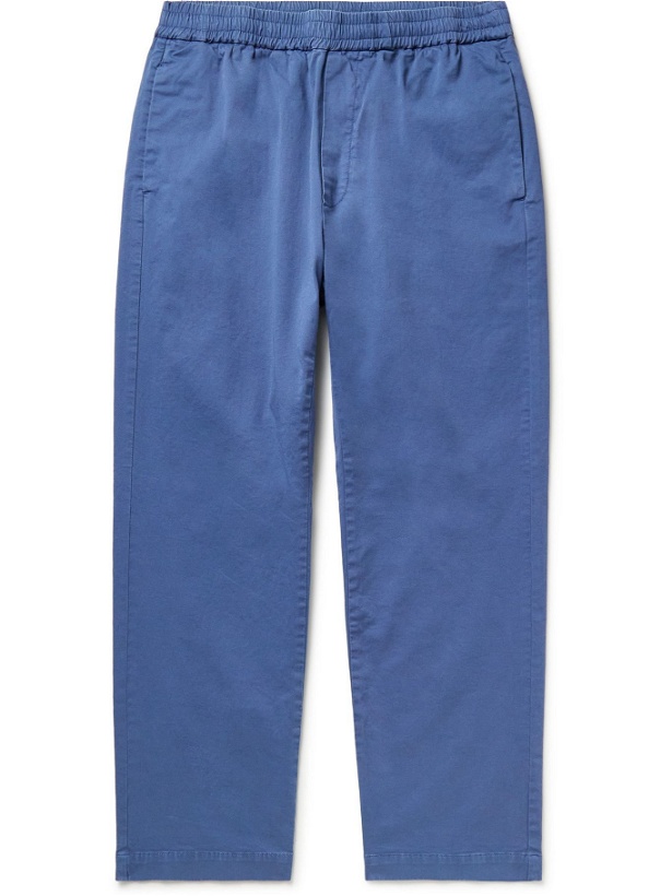 Photo: BARENA - Slim-Fit Stretch-Cotton Twill Trousers - Blue