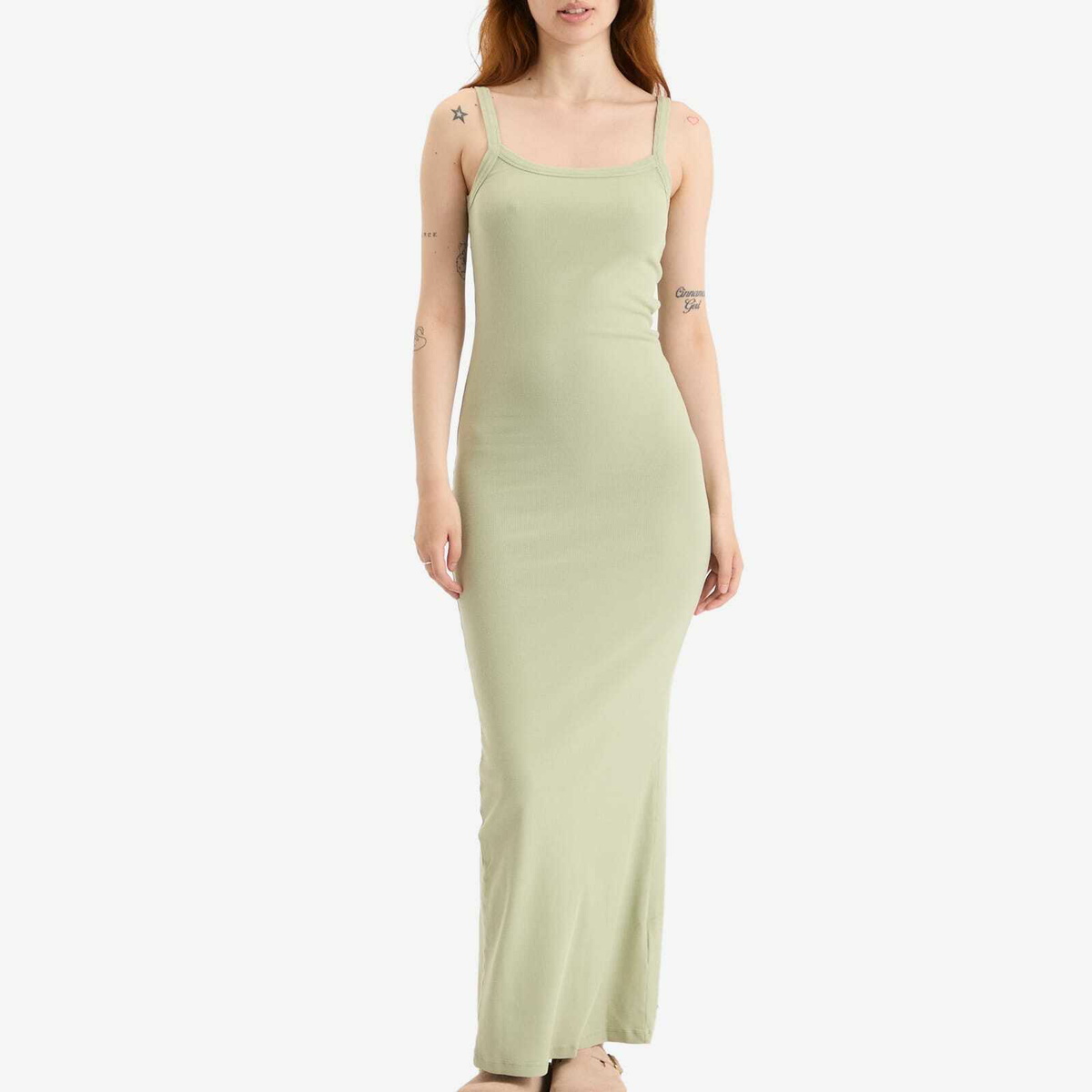 Represent Women's Initial Baby Rib Maxi Dress in Desert Sage