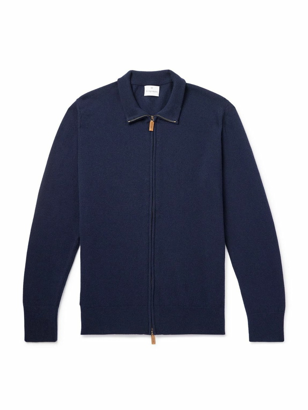 Photo: Kingsman - William Lockie Slim-Fit Merino Wool and Cashmere-Blend Zip-Up Cardigan - Blue