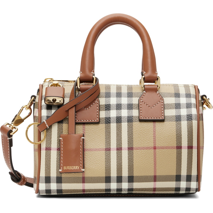 Photo: Burberry Beige Mini Check Bowling Bag