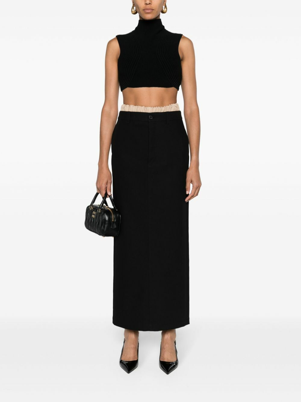 WARDROBE.NYC Black Straight-Cut Cotton Maxi Skirt WARDROBE.NYC