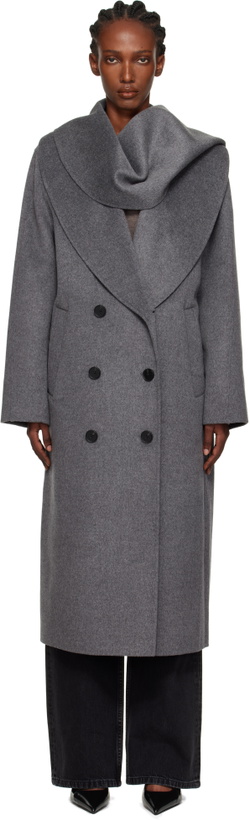 Photo: Róhe Gray Signature Double-Faced Scarf Coat