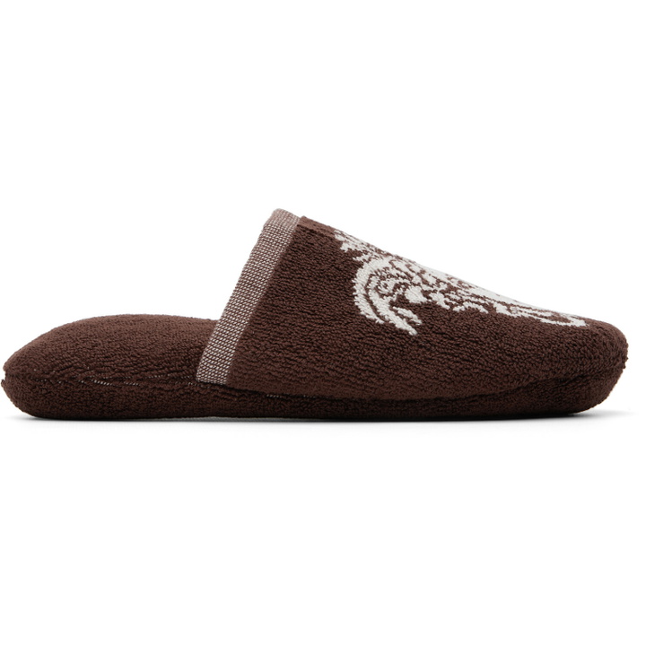 Photo: Versace Brown Cotton-Terry Jacquard Slippers