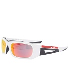 Prada Eyewear Men's Linea Rossa PS 02YS Sunglasses in Matte White/Orange