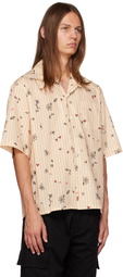 Marni Orange Floral Striped Shirt