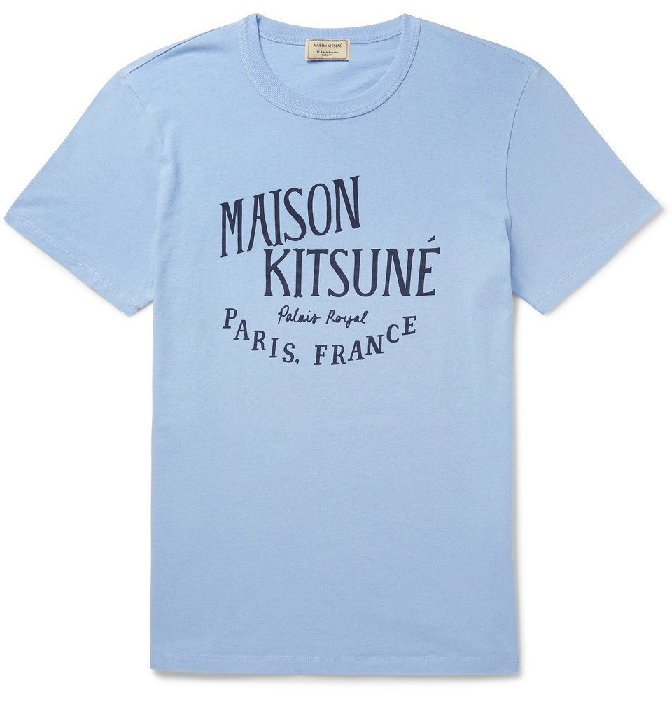 Maison Kitsuné - Logo-Print Cotton-Jersey T-Shirt - Blue Maison Kitsune