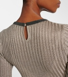 Brunello Cucinelli Monili ribbed-knit lamé maxi dress
