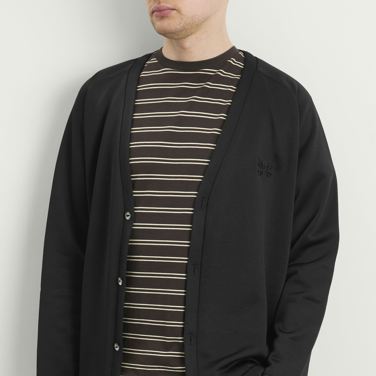 Needles Men's Bright Jersey Cardigan in Black