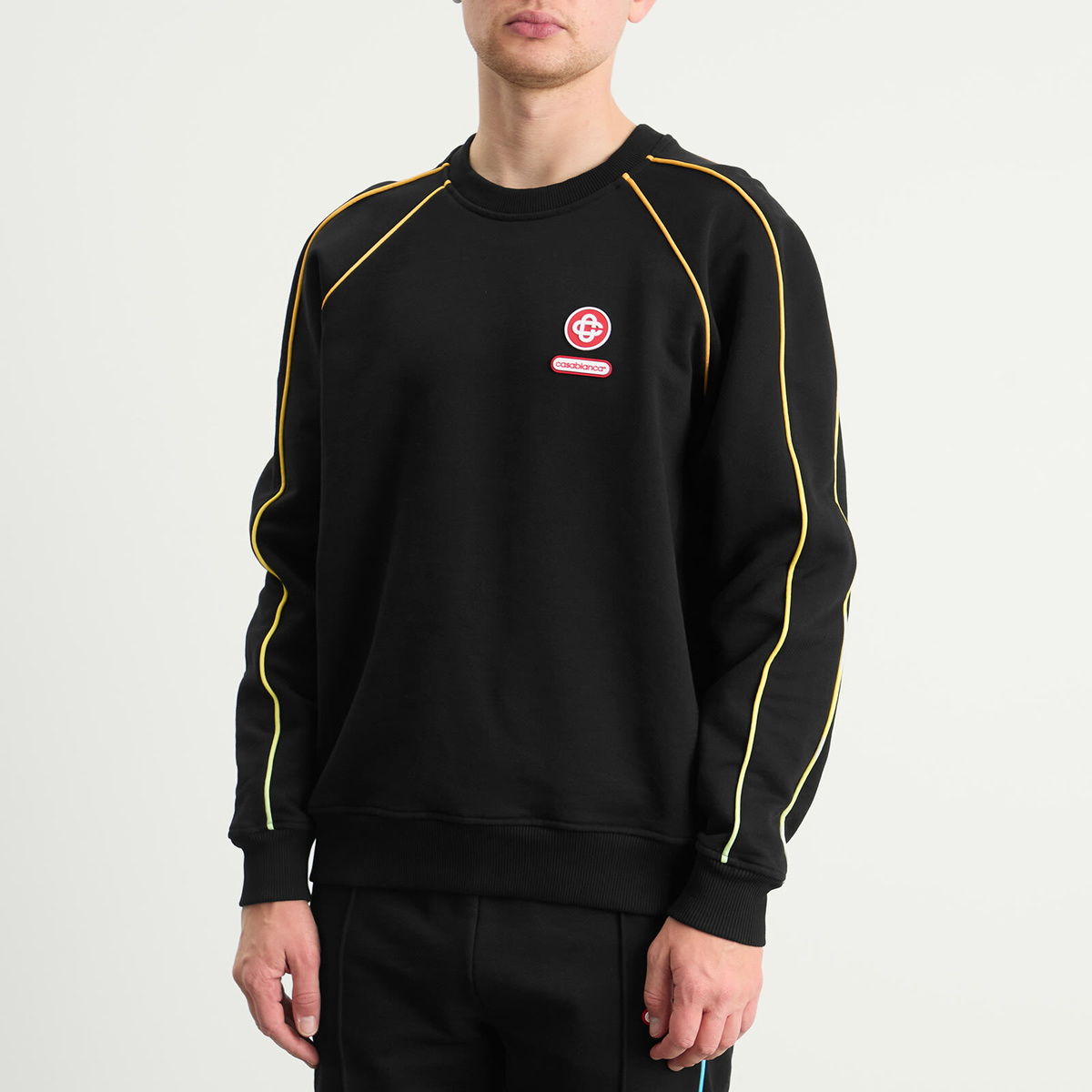Casablanca Men's Loopback Gradient Piping Raglan Sweatshirt in Black