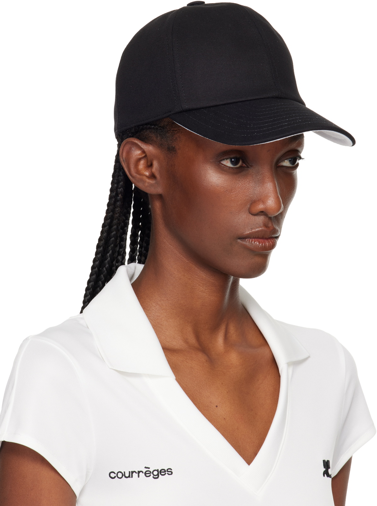 Courrèges Black Signature 'AC' Cotton Cap